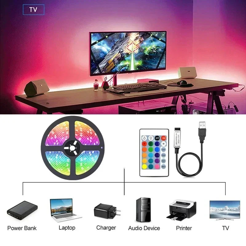 LED Lichtband USB – RGB 5050, Steuerbar per App, Flexibel & farbwechselnd, Ideal für Zimmerdeko & TV-Backlight