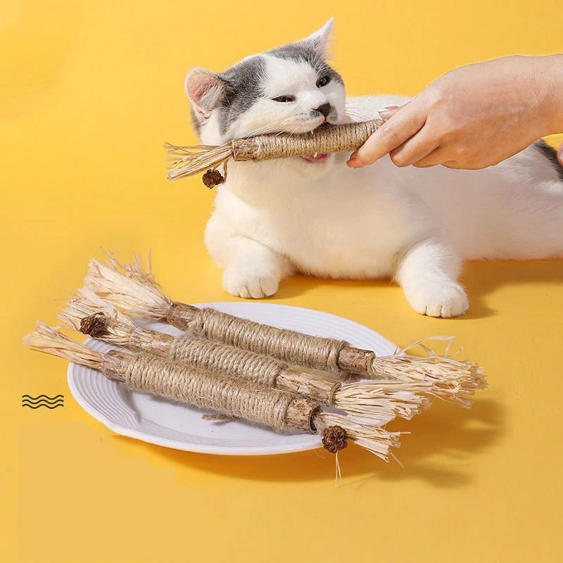 Natürlicher Katzen-Kaustab aus Silvervine, Polygonum & Hanfseil – Unterstützt die Zahnreinigung, reduziert Zahnstein & sorgt für langanhaltenden Spielspaß