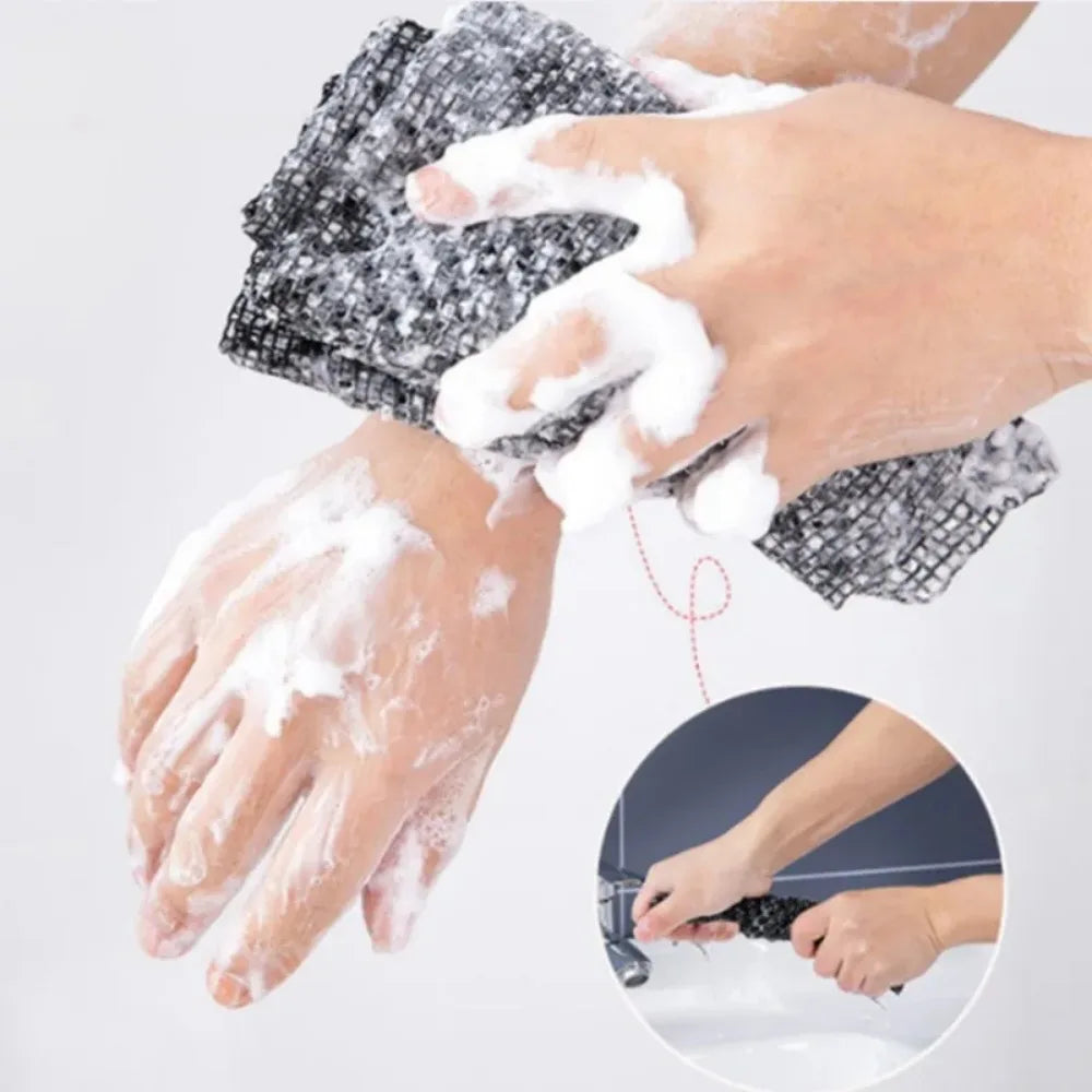 Japanische Peeling-Badewaschlappen – Nylon-Rückenbürste für die Dusche, Exfolierender Schwamm für eine gründliche Reinigung
