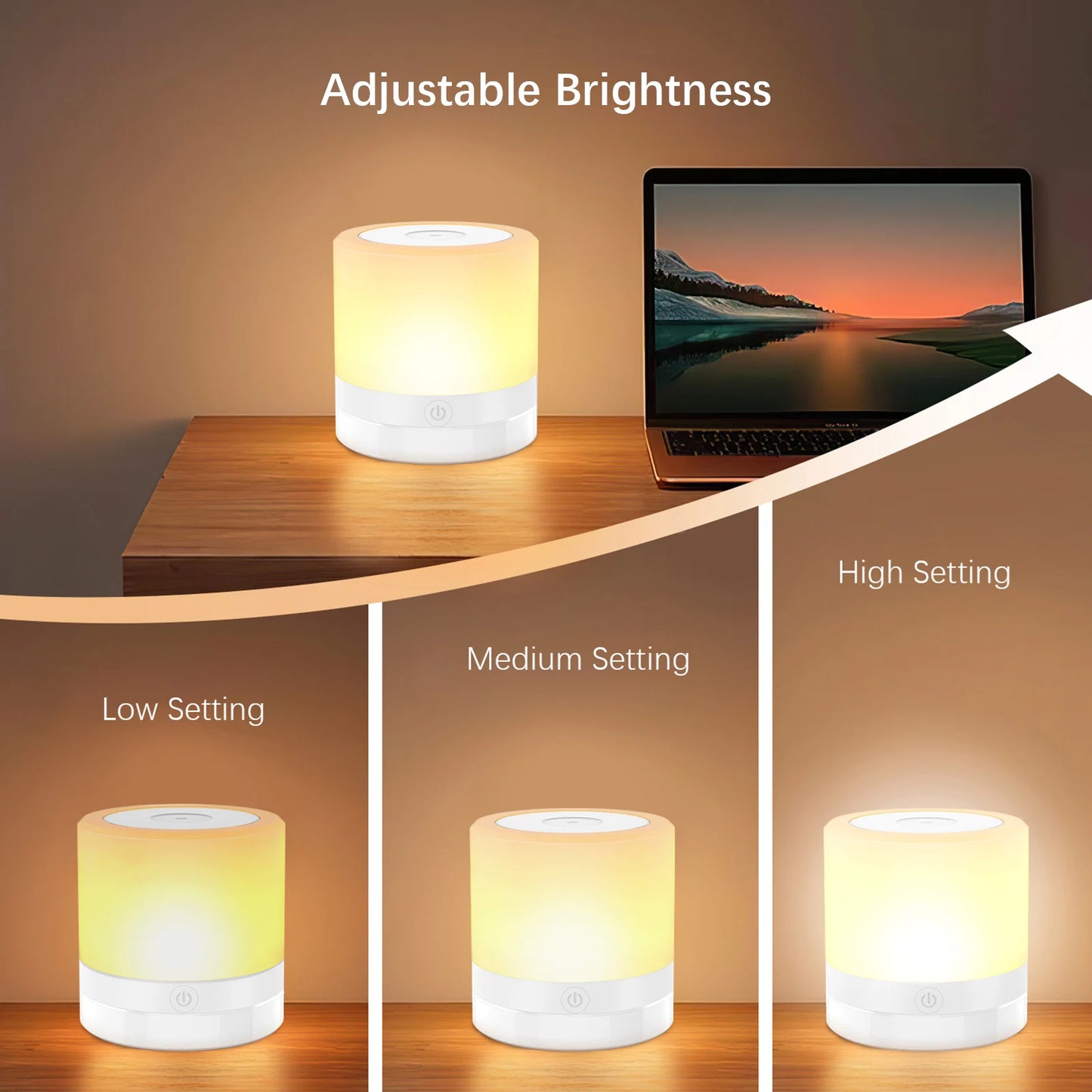 Tischlampe – Touch-Dimmbares Nachtlicht, tragbares USB-wiederaufladbares, farbwechselndes LED-Licht für Nachttisch, Schlafzimmer und Wohnzimmer