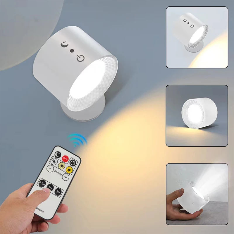 Flexibel einstellbare LED-Wandleuchte – 2 Köpfe, Touch- und Fernbedienungssteuerung, 360° rotierbar, kabellos und USB-rechargeable, für Schlafzimmer und Lesen