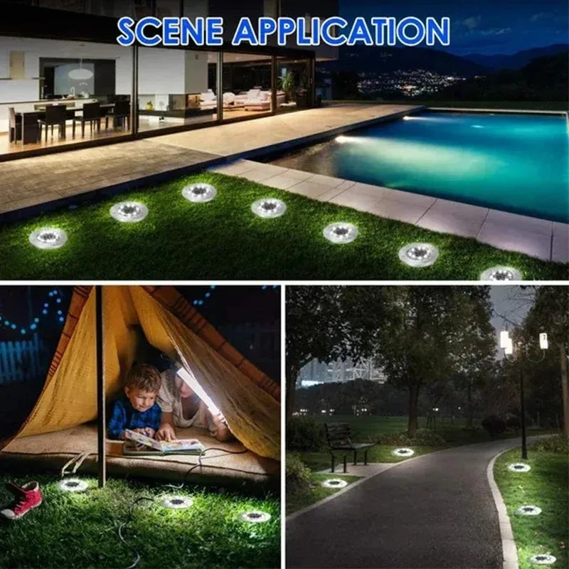 8/20 LEDs Solar Bodenleuchten - Solarbetriebene Gartendekoration, Untergrund- und Deckleuchten, Solar-Spotlights, LED-Lampen zur Bodenbeleuchtung