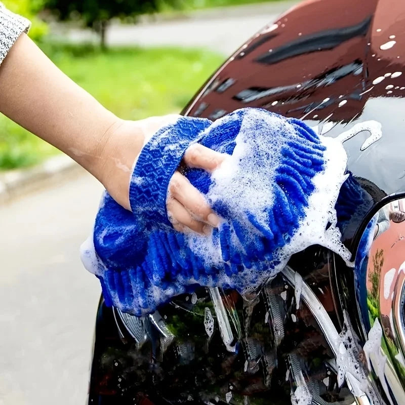 1 Stück Mikrofaserschwamm für Autos – Reinigungs- und Pflege-Set mit Tuch, Bürsten und Handschuh für Detailarbeit