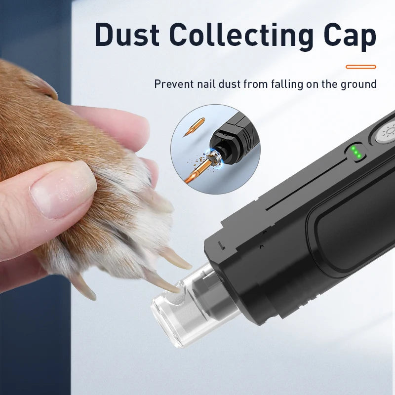 ROJECO P3 Elektrischer Haustier-Nagel Grinder: Professionelle Hundekrallen-Schneider mit 2 LED-Leuchten – Wiederaufladbare Nagelpflege-Zubehör für Katzen und Hunde