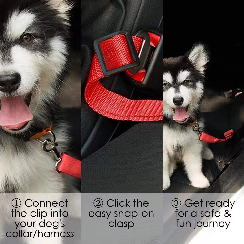 Hundesicherheitsgurt für Auto – Verstellbare Autoleine mit Halsband für Hunde, Reise-Sicherheitsgurt für Haustiere