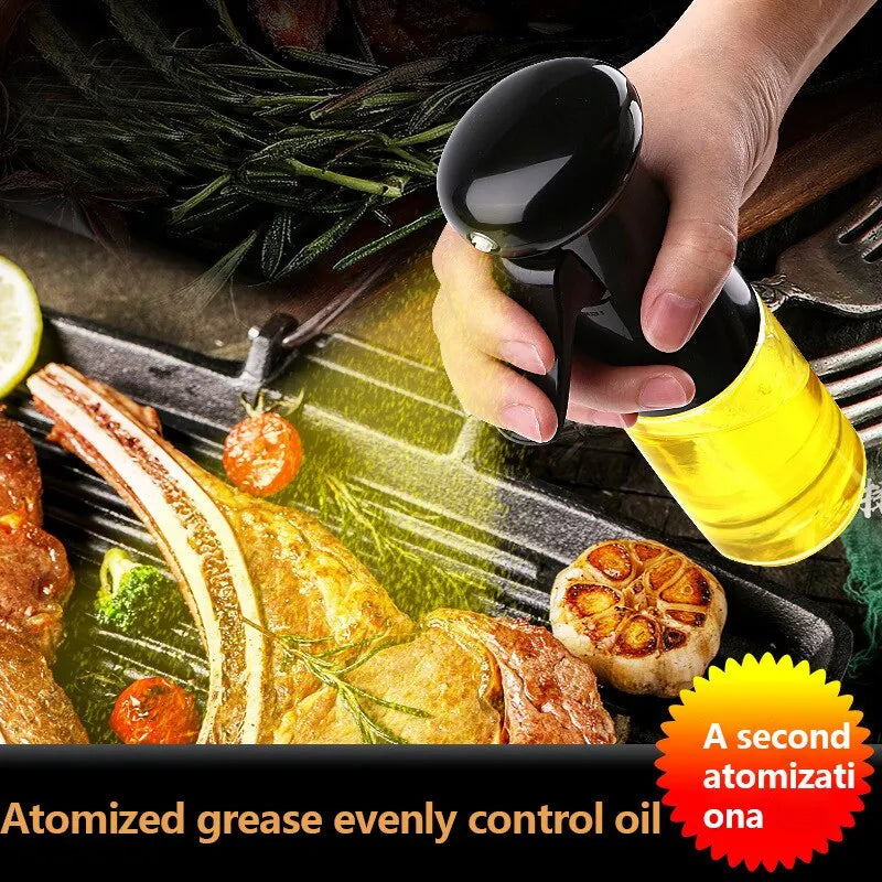 Premium Schwarze Transparente Küchenölflasche - 1 Stück, Sprühflasche für Olivenöl und Kochöl, Perfekt für Fitness und Barbecue, Einfaches Sprühen von Öl