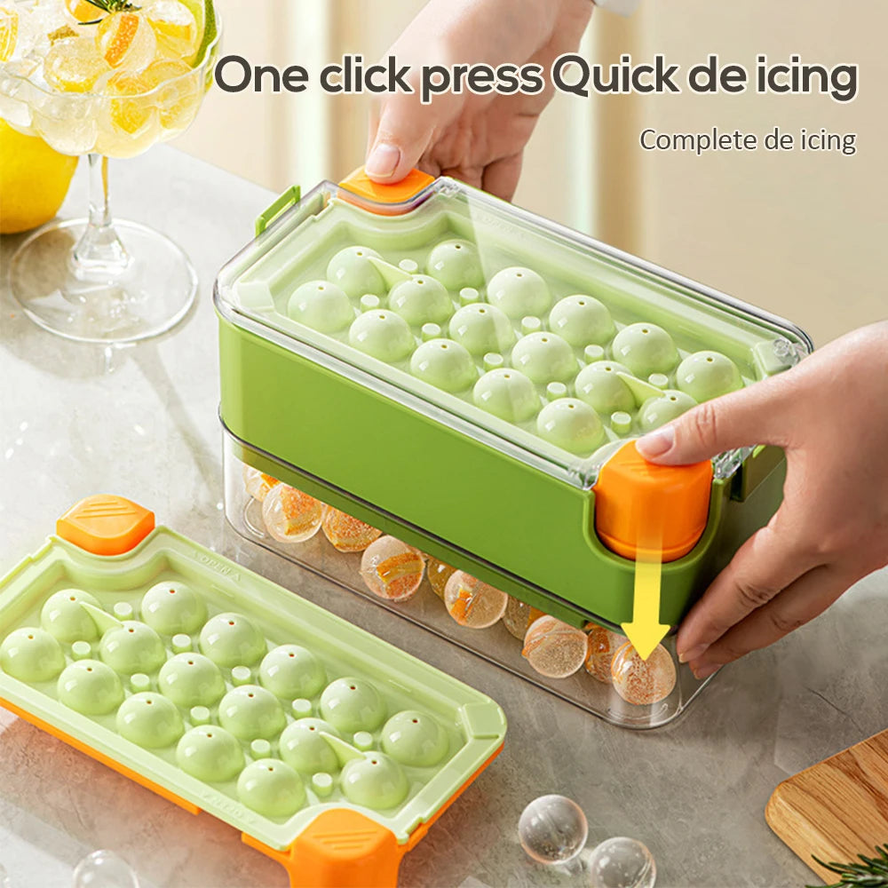 3-in-1 Eiswürfelform: Eisball-Form und Eiswürfelbehälter mit Aufbewahrungsbox, Eisform für Bier und Whisky