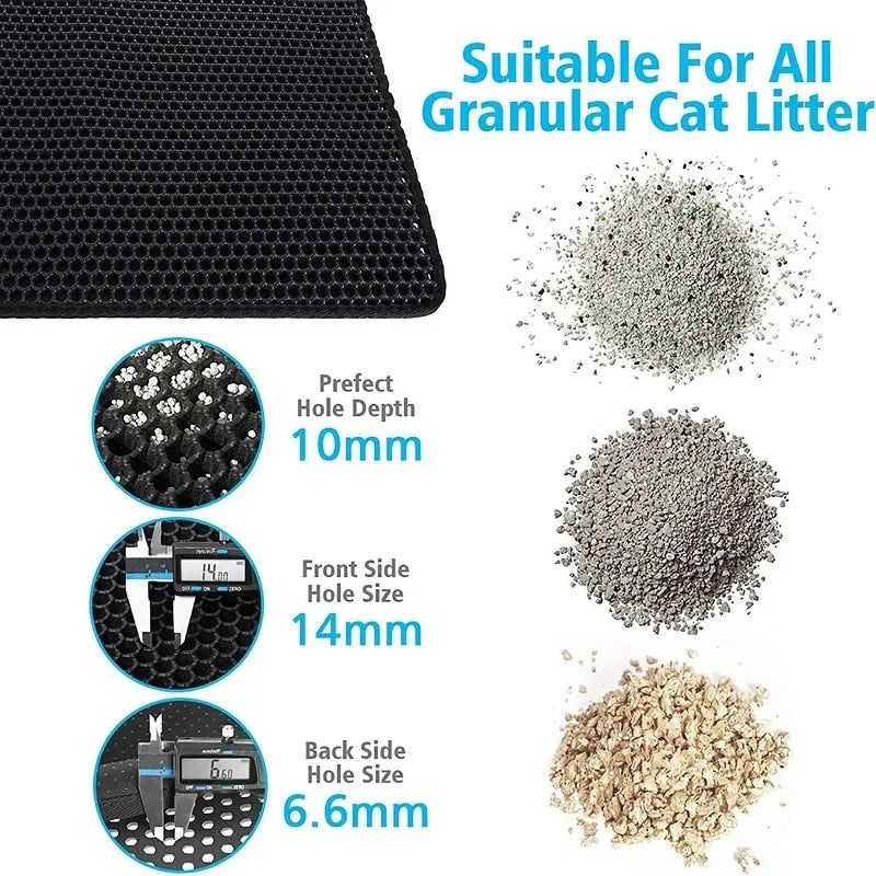 Wasserdichte Katzenstreu-Matte - Haustier-Toilette mit Doppelschicht-Katzenstreu-Box, Rutschfeste und Waschbare Sandmatte für Katzen, Reinigungspad für Haustiere