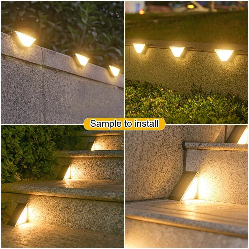 Solarbetriebene LED-Treppenlampe – Wasserdicht, Linse und Diebstahlschutz für Garten, Deck und Wege, Mini-Solarlicht für effiziente Beleuchtung, umweltfreundlich