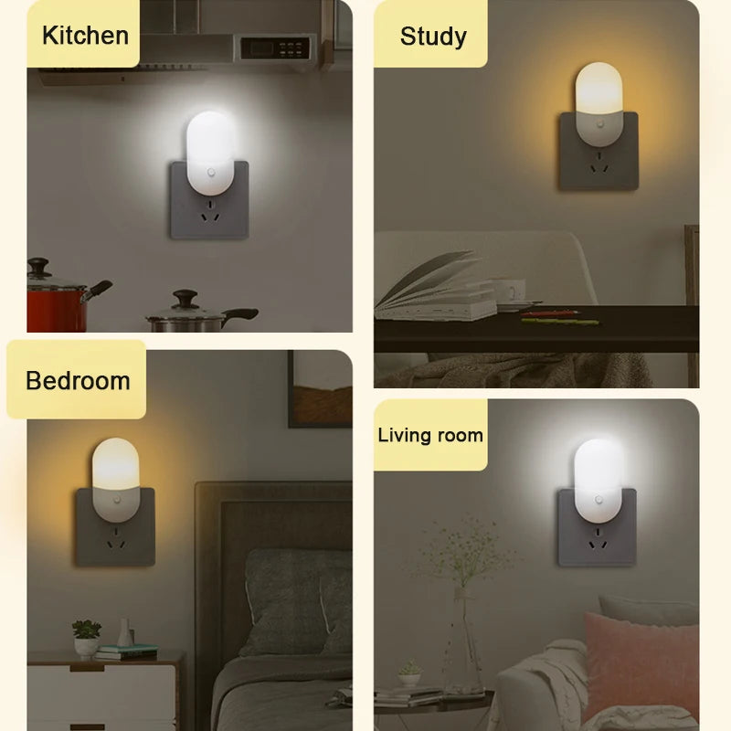 Steckdosen Nachtlicht mit EU Stecker – Mini Nachttischlampe, Augenschonend & Energiesparend, Ideal für Schlafzimmer & Wohnzimme
