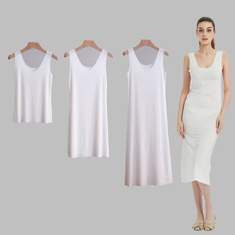 Plus Size Unterkleid für Damen – Dünnes, Nahtloses Ice-Silk Sommerkleid für zusätzliche Bequemlichkeit, Ärmellos, in Größen bis 5XL – Ideal als Petticoat oder Unterkleid