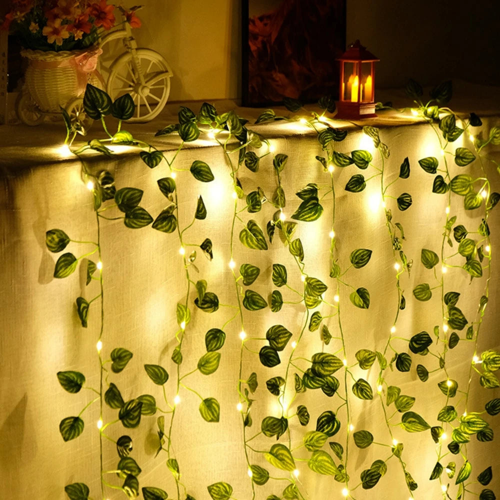 LED Efeu-Girlande – Künstliche Blätter aus Seide, Für Zuhause, Hochzeit, Schlafzimmer & festliche Anlässe
