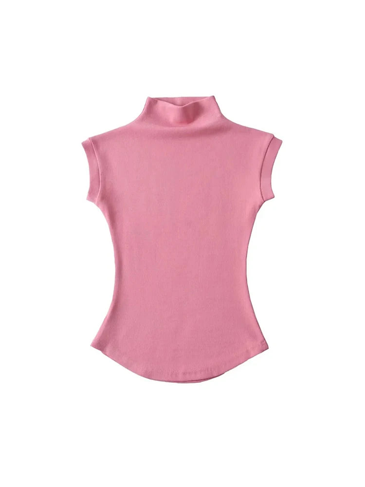 Stylische Sommer-Turtleneck Tops für Frauen – Ärmeloses Slim Fit T-Shirt, vielseitige Basic Tees für Casual Outfits und Streetwear