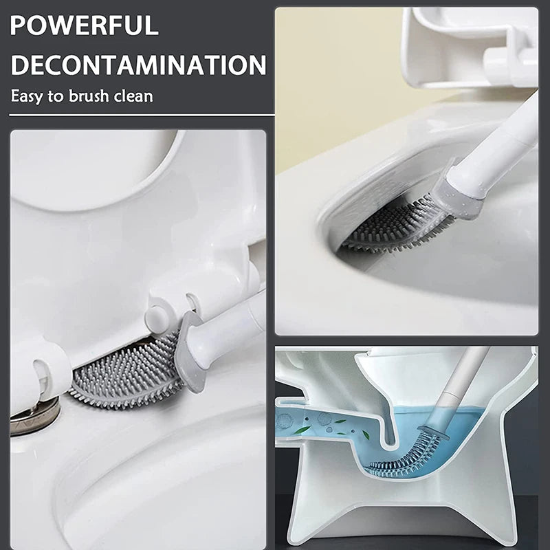 Wandmontierte WC-Bürste mit Silikon-Flachkopf – Toilettenreinigungsbürste für Badezimmer – Bürstenset zur gründlichen Reinigung