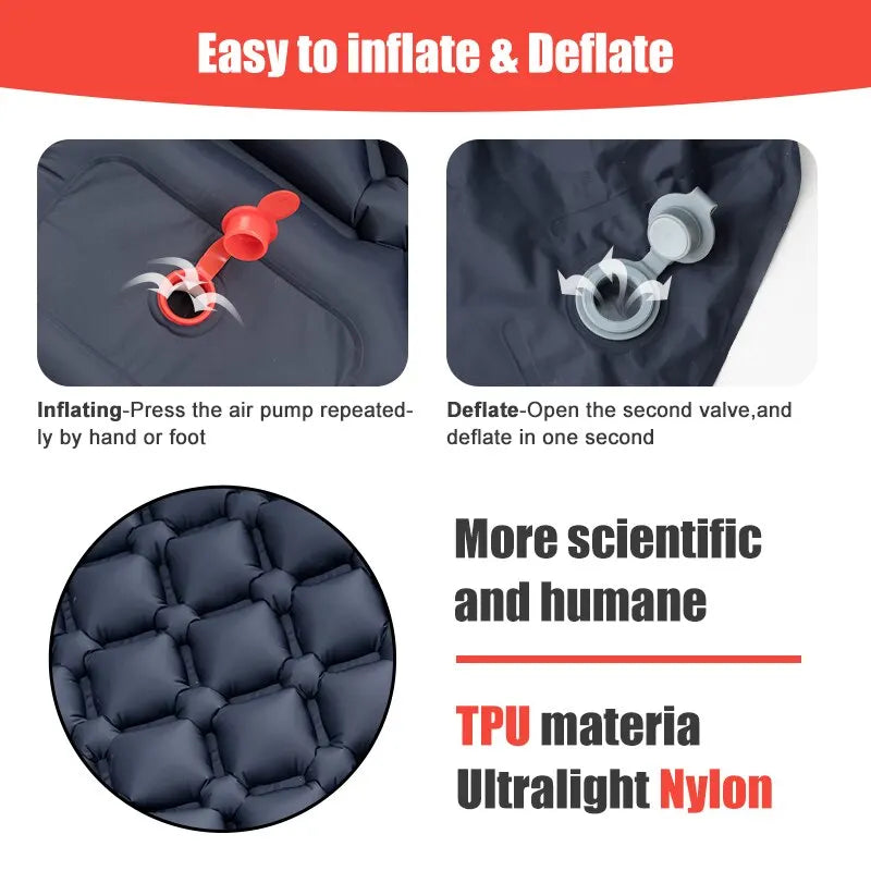 Ultraleichte Outdoor Camping Luftmatratze mit integrierter Luftpumpe und Kissen