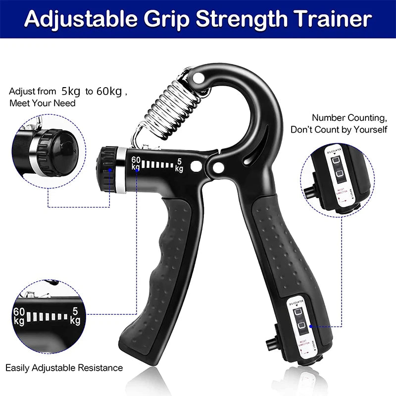 5-60kg Handgriff Stärke Trainer mit Zähler – Verstellbarer Handtrainer für Handgelenk-, Unterarm- und Muskelaufbau