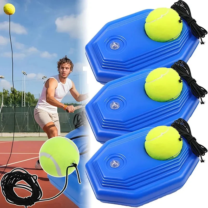 Tennis-Übungsgurt mit Rückpralleffekt - Tragbares Trainingsgerät für Anfänger, Inkl. Zubehör und Badminton-Seil, Für das Selbsttraining, Effektiver Tennis Solo-Trainer