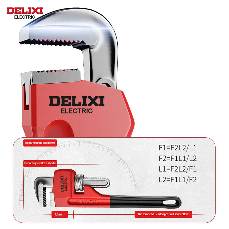DELIXI Profi-Rohrzange 14 Zoll – Schwerlast-Rohrzange aus Carbonstahl & Aluminium, verstellbar, große Öffnung, für Rohrinstallation & -reparatur