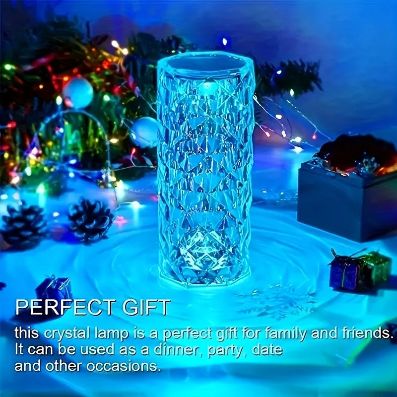 LED Kristalllampe mit 16-Farben-Wechsel - Touch Nachtlicht, USB, Romantische Rosen-Tischlampe für Schlafzimmer, Party und Abendessen Dekoration
