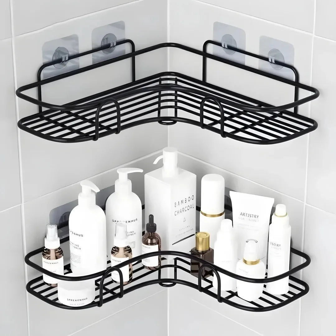 Eckregal für das Badezimmer - Wandmontiertes Toilettenregal ohne Bohren, Duschregal für Shampoo und Bad-Organizer