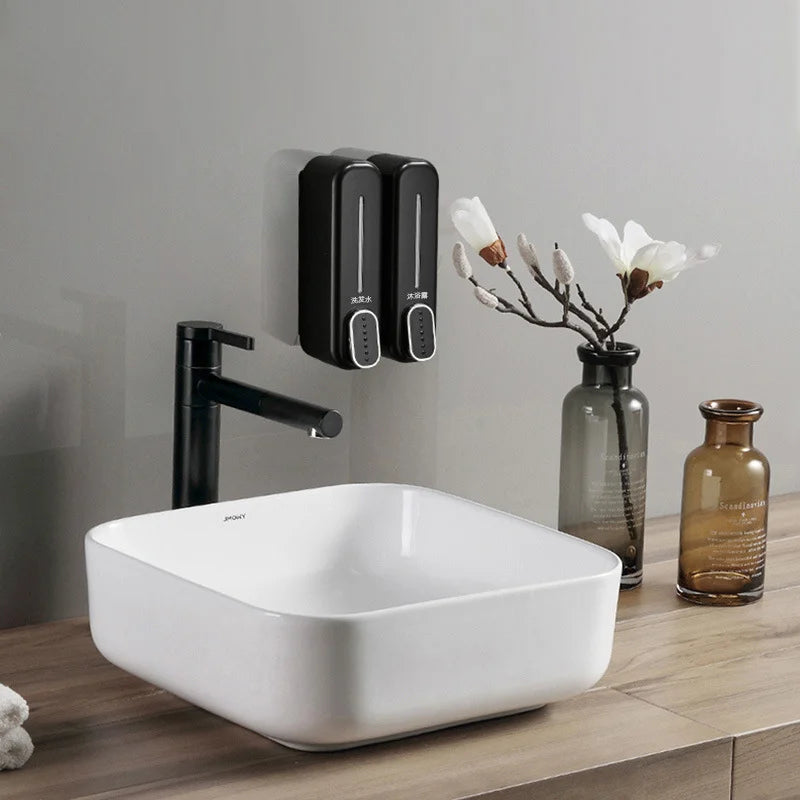 Manueller 300ML Wand-Seifenspender - Flüssigkeitsbehälter für Handgel, ideal für Hotels, Einkaufszentren und Krankenhäuser, Platzsparender und moderner Seifenspender