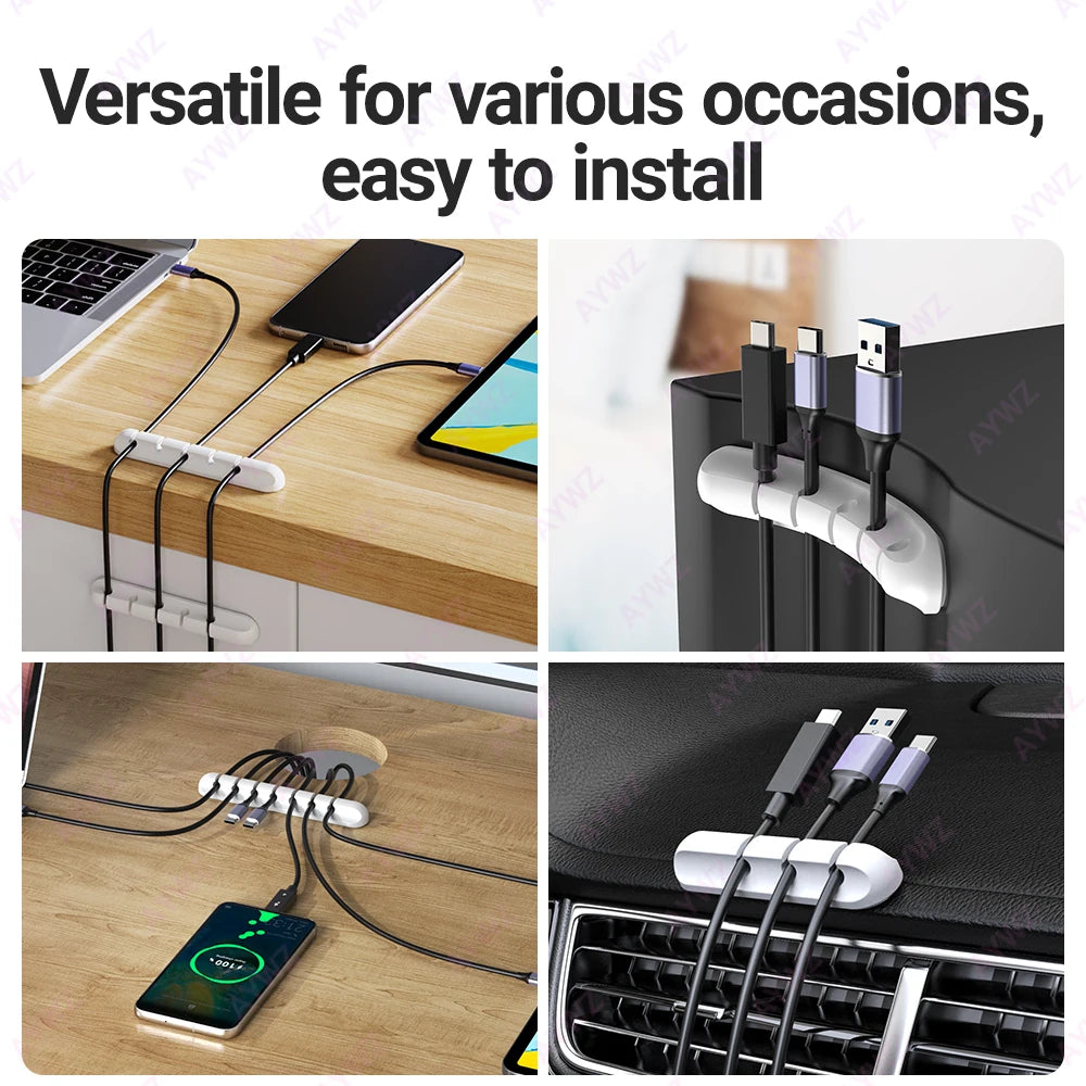 Kabelmanagement Clips – Selbstklebend für Schreibtisch und Nachttisch, USB-, Strom- und Maus-Kabel sicher und ordentlich halten
