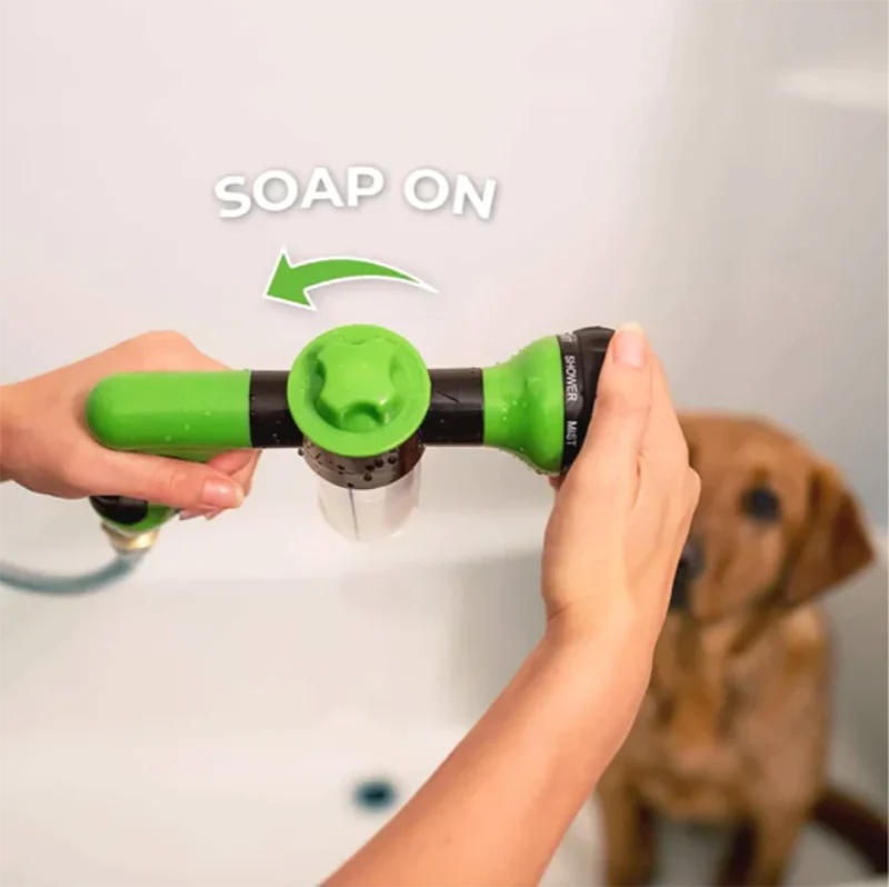 Einstellbare Hochdruck-Duschdüse für Hunde – 3-Modi-Spritzpistole für Haustierpflege, Reinigungswerkzeug für Bad und Wasserschaum-Seifen-Sprayer