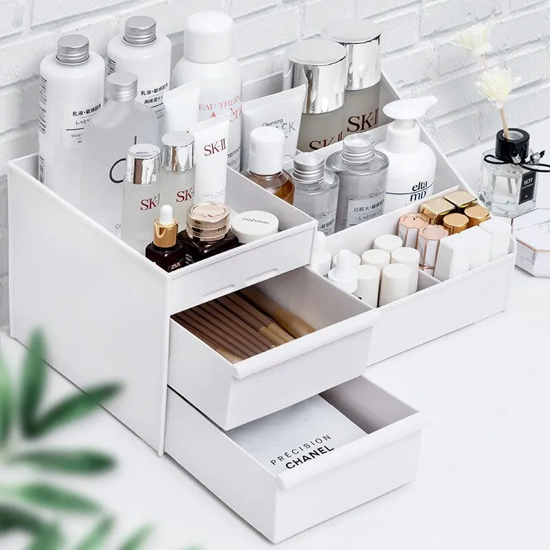 1pc Weiße Aufbewahrungsbox mit Schubladen - Praktische Kunststoff Kosmetik- und Hautpflege-Organizer für den Schreibtisch und Schminktisch
