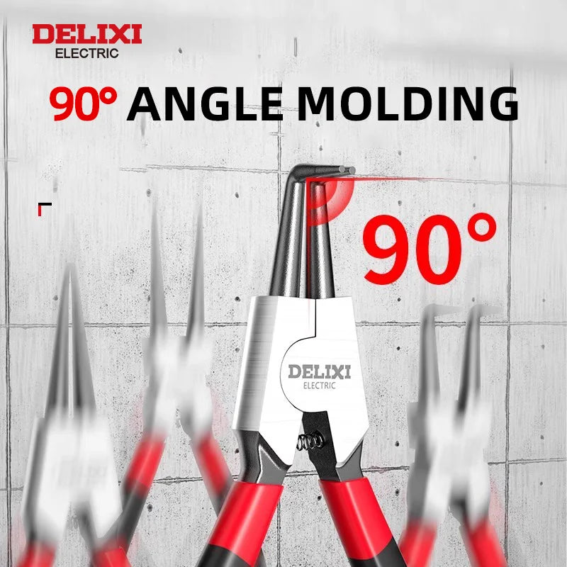 DELIXI Seegerringzange 5 Zoll – Circlip Pliers & Spitzzange, Retaining Ring Zange für Montage & Demontage von Sicherungsringen, Wellen & Lagern