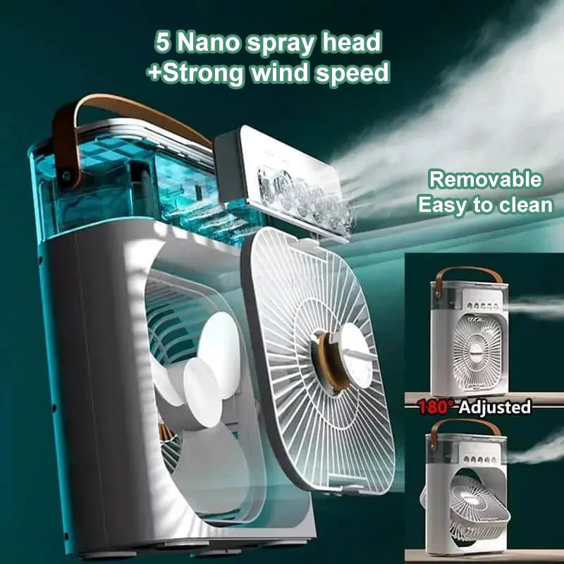 3-in-1 Luftbefeuchter, Ventilator und Klimaanlage – Kompakter Luftkühler mit drei Geschwindigkeitsstufen für Zuhause und Büro, Hydrokühlung, 2024 Modell, Multifunktionaler kühlender Luftbefeuchter