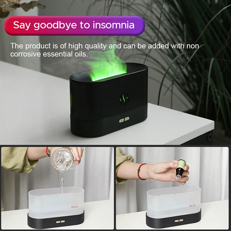 USB LED Luftbefeuchter 180ml - Tragbarer Kühlenebel-Diffusor mit Farbwechsel und Feuereffekt für Aroma-Öle