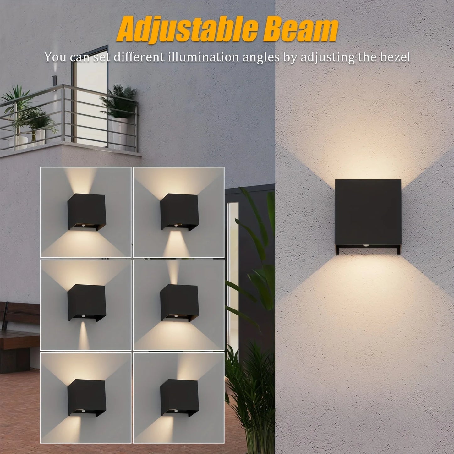 12W LED-Wandlampen mit Bewegungsmelder – 2er-Pack für Innen- und Außeneinsatz, 3000K Warmweißes LED-Licht für Außenbereich