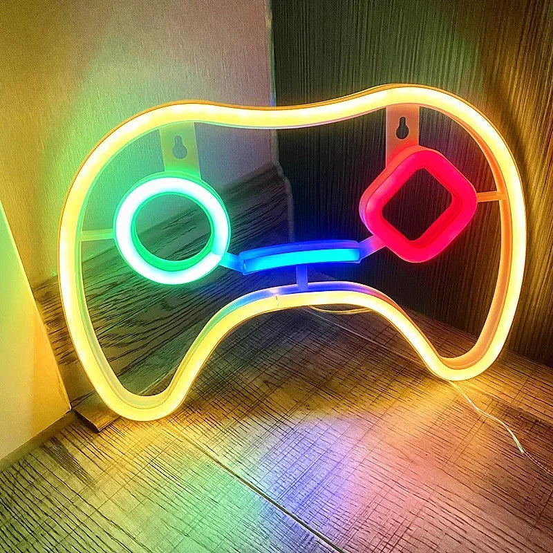 Neonlicht-Wanddekoration für Schlafzimmer - LED-Leuchtreklame mit USB-Schalter, ideal für Gamer Zimmer und Wohnzimmer, Gamer Neonschild