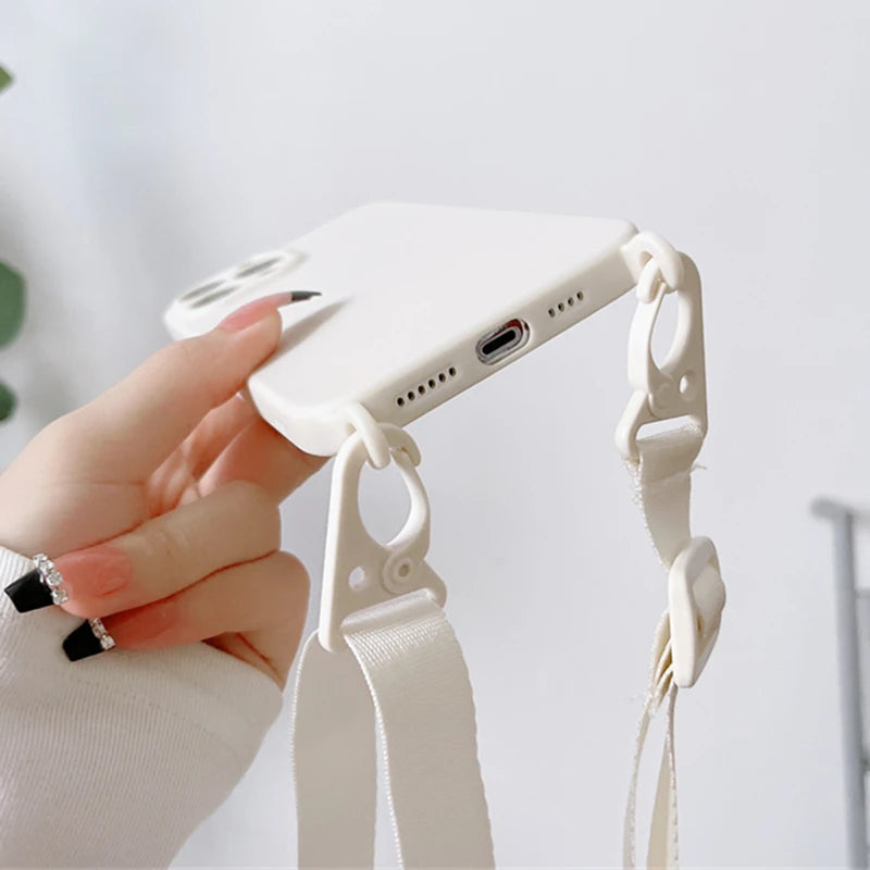 Stylischer Crossbody-Halsriemen aus Silikon für iPhone 15, 14 Pro Max, 13, 12, 11, X, XR, XS Max, 7, 8 Plus - Lanyard-Hülle für bequemes Tragen und optimalen Schutz