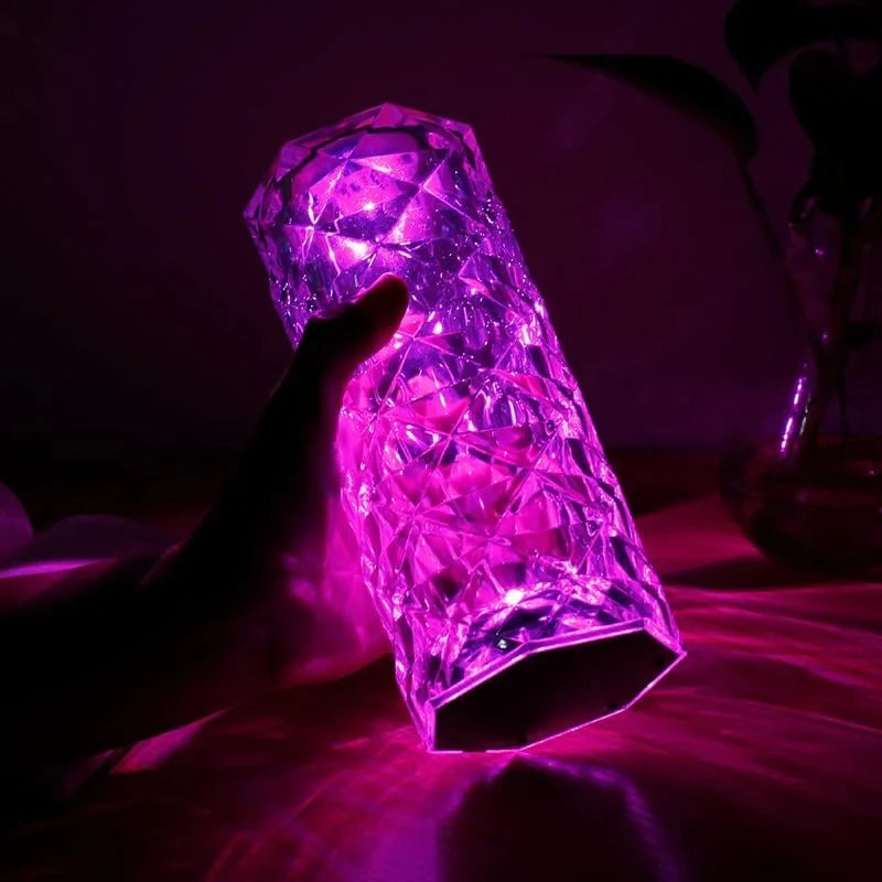 16-Farben-Kristall-LED-Nachtlicht mit wiederaufladbarem Akku - Kristall-Touch-Tischlampe für Schlafzimmer-Nachttisch und Weihnachtsdekoration