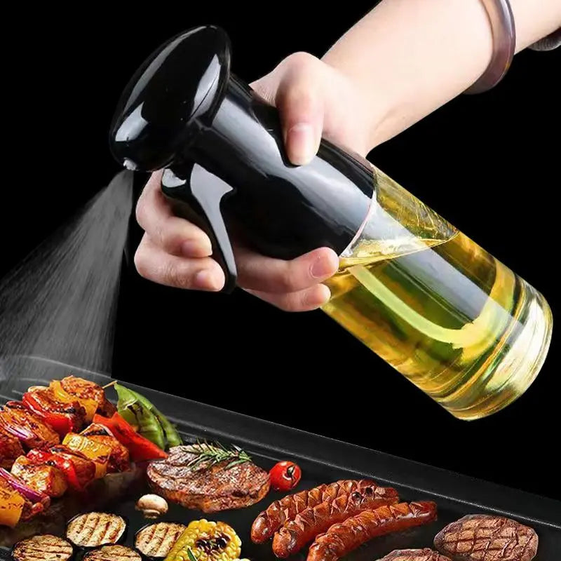 Premium Schwarze Transparente Küchenölflasche - 1 Stück, Sprühflasche für Olivenöl und Kochöl, Perfekt für Fitness und Barbecue, Einfaches Sprühen von Öl