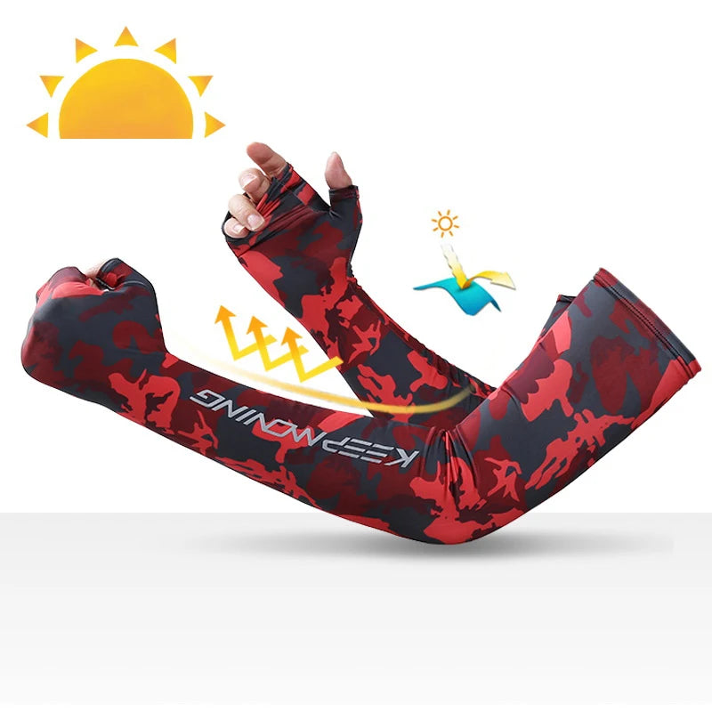 Outdoor-Fitness-Arm Sleeves für Männer und Frauen – Camouflage-Armlinge aus Ice Silk für Sonnenschutz im Sommer