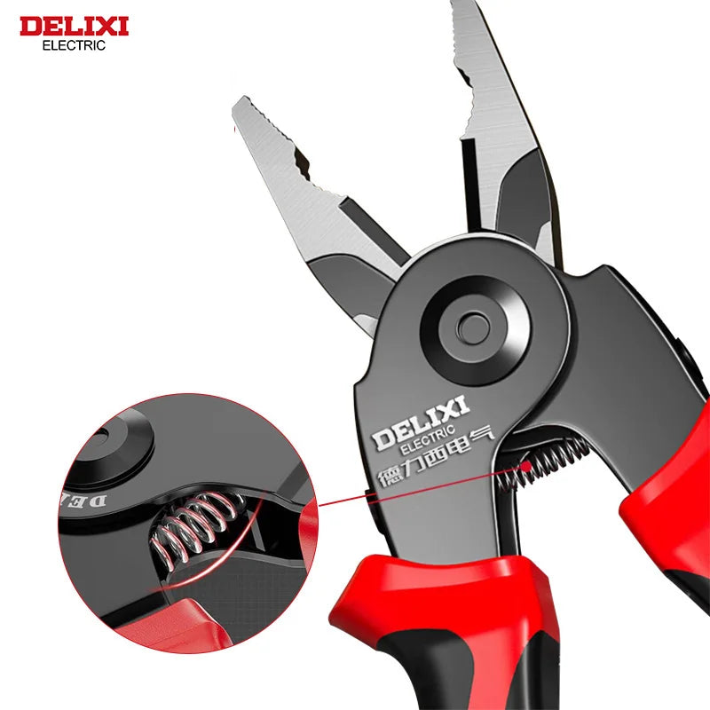 DELIXI Multifunktionszangen-Set 5-in-1 – Interchangeable Plier Heads für Draht, Kabel, Abisolieren, Crimpen & Klemmen, Profi-Werkzeug für Elektrik & Handwerk