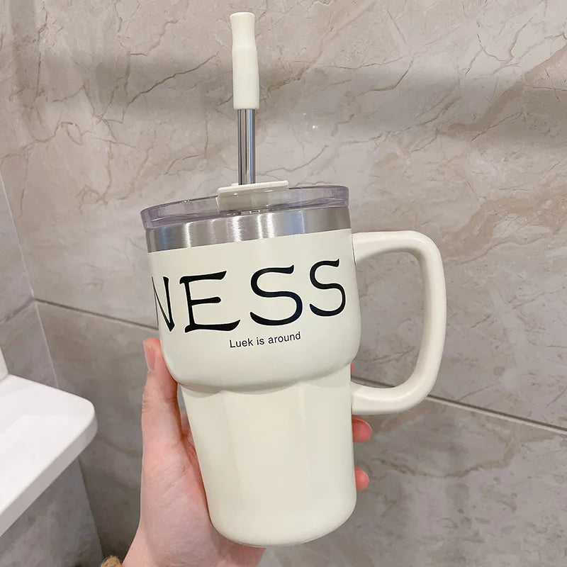 Thermos-Tasse aus Edelstahl: 600ml Thermobecher, auslaufsicher, Vakuumflasche, isolierte Tasse, Kaffeebehälter