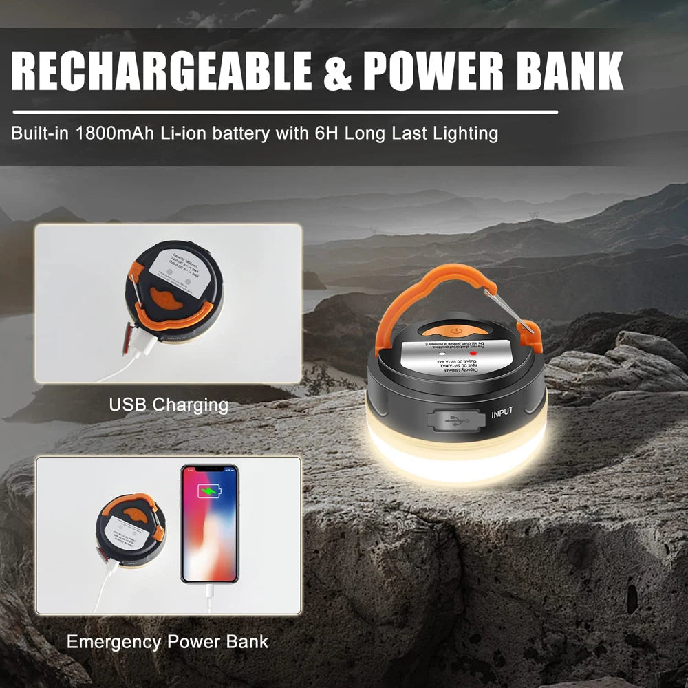 Hochleistungs-Campinglaterne mit 10W – USB-wiederaufladbare 1800mAh Outdoor-Lampe für Zelt und Wanderungen
