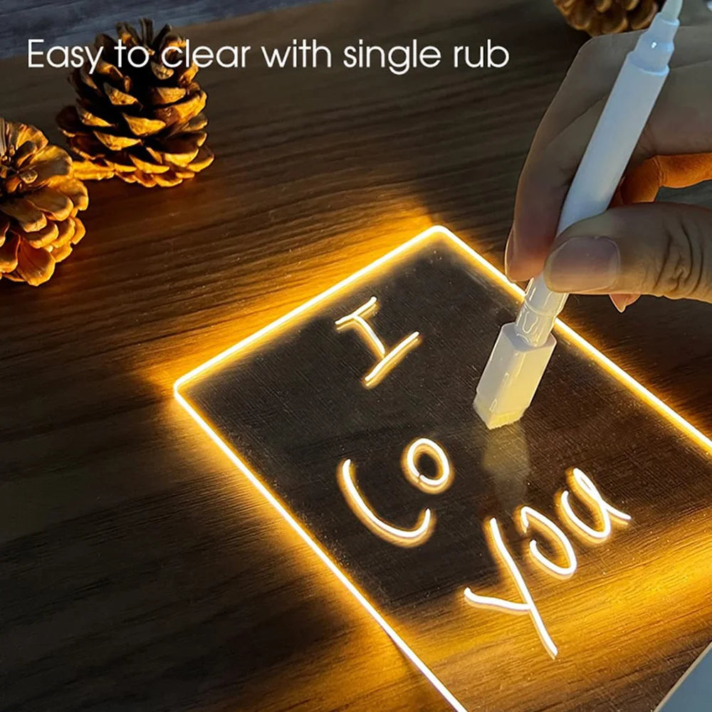 Notizbrett Nachtlicht mit LED - USB-/Batteriebetrieben, Inklusive Stift, Ideal für Schlafzimmerdekor und Geschenke, LED-Brett zum Schreiben