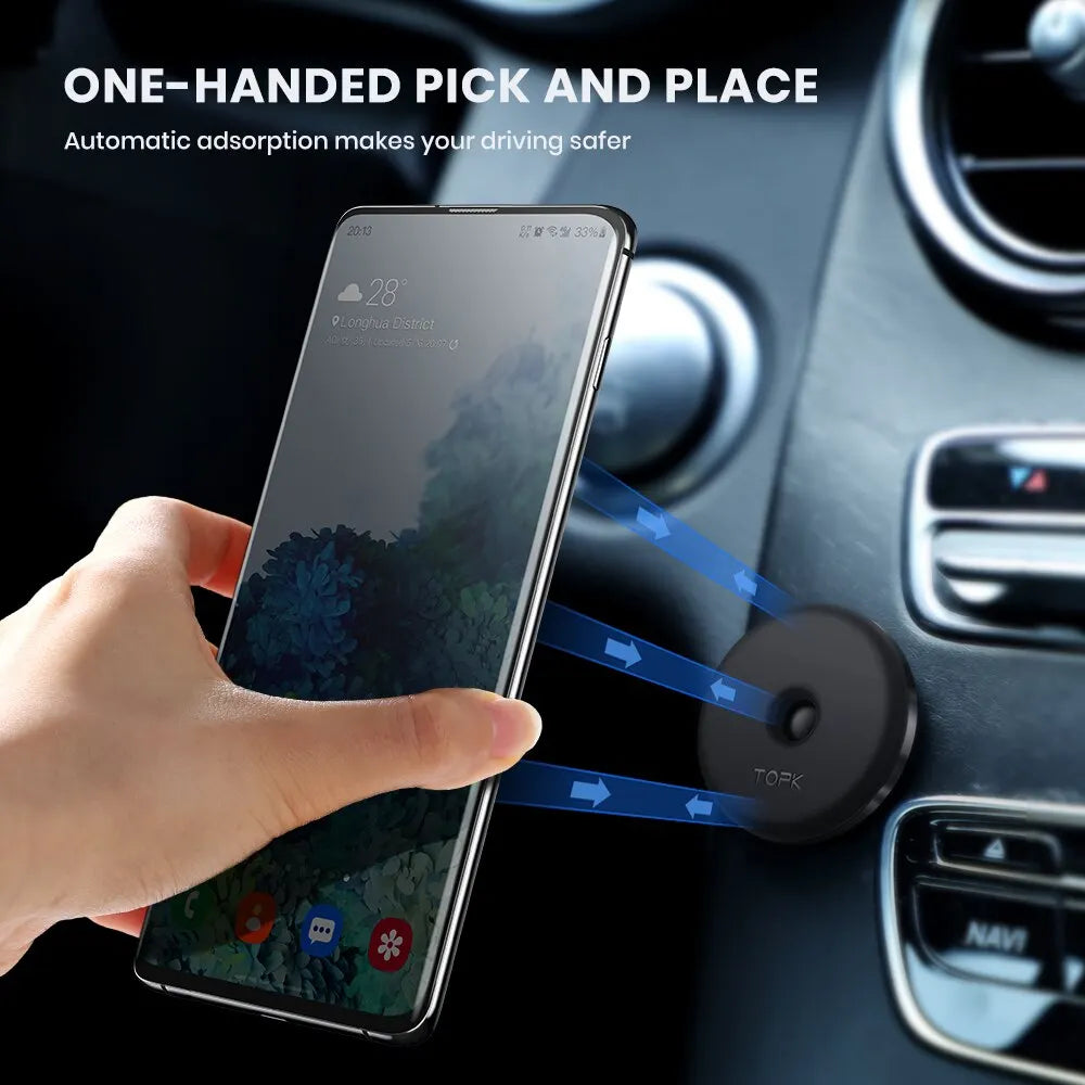 TOPK Magnetischer Auto-Handyhalter – 4-fach verstärkte Magnete, Handyhalterung für das Armaturenbrett, für alle Smartphones geeignet