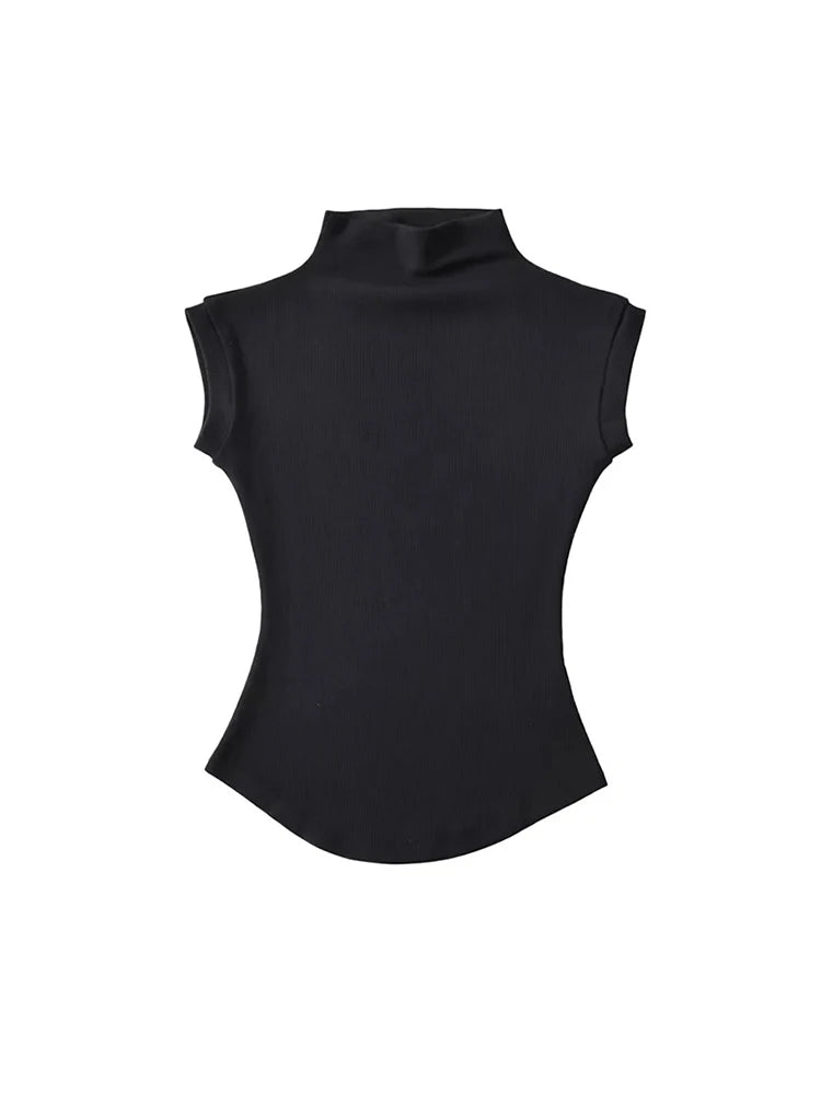 Stylische Sommer-Turtleneck Tops für Frauen – Ärmeloses Slim Fit T-Shirt, vielseitige Basic Tees für Casual Outfits und Streetwear