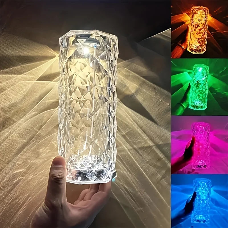 LED Kristalllampe mit 16-Farben-Wechsel - Touch Nachtlicht, USB, Romantische Rosen-Tischlampe für Schlafzimmer, Party und Abendessen Dekoration