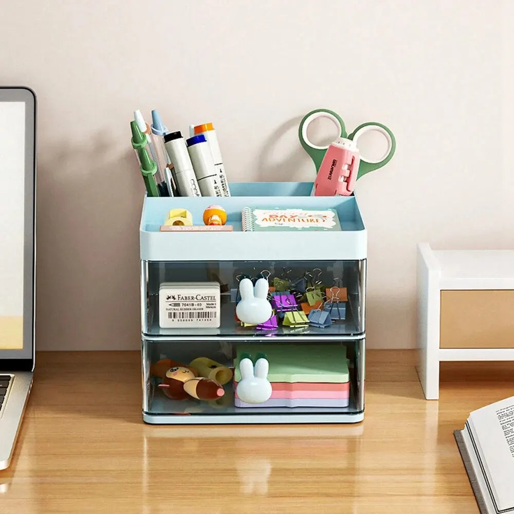 2-Schichtiger Transparenter Stifthalter – Multifunktionale Aufbewahrungsbox für Makeup, Schüler und Büros – Praktische Schreibtisch-Organizer für das Schlafzimmer