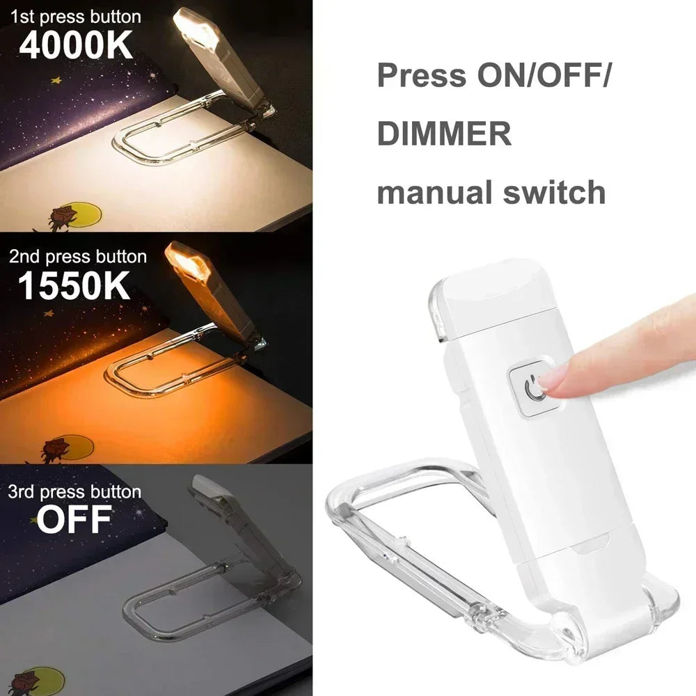 Augenschonende LED Leseleuchte mit USB-Aufladung – Kompakte Clip-Lampe für Lesen, Nachtlicht und Schreibtischbeleuchtung