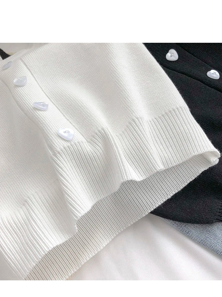 Niedliche Gestrickte Weiche Strand Outwear Tanktops für Frauen - Crop Tops mit Knöpfen für den Sommer