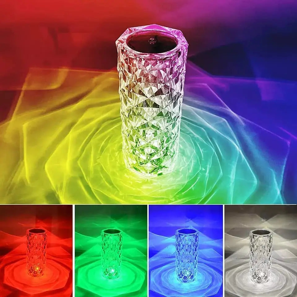 16-Farben-Kristall-LED-Nachtlicht mit wiederaufladbarem Akku - Kristall-Touch-Tischlampe für Schlafzimmer-Nachttisch und Weihnachtsdekoration