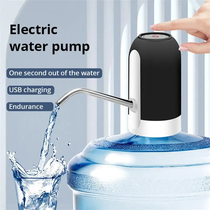 Schwarz/Weiß USB-Wasserflaschenpumpe – Automatischer Ein-Knopf-Schalter, Wiederaufladbare Pumpe für Wasserspender, Praktisch für Haushalt und Outdoor