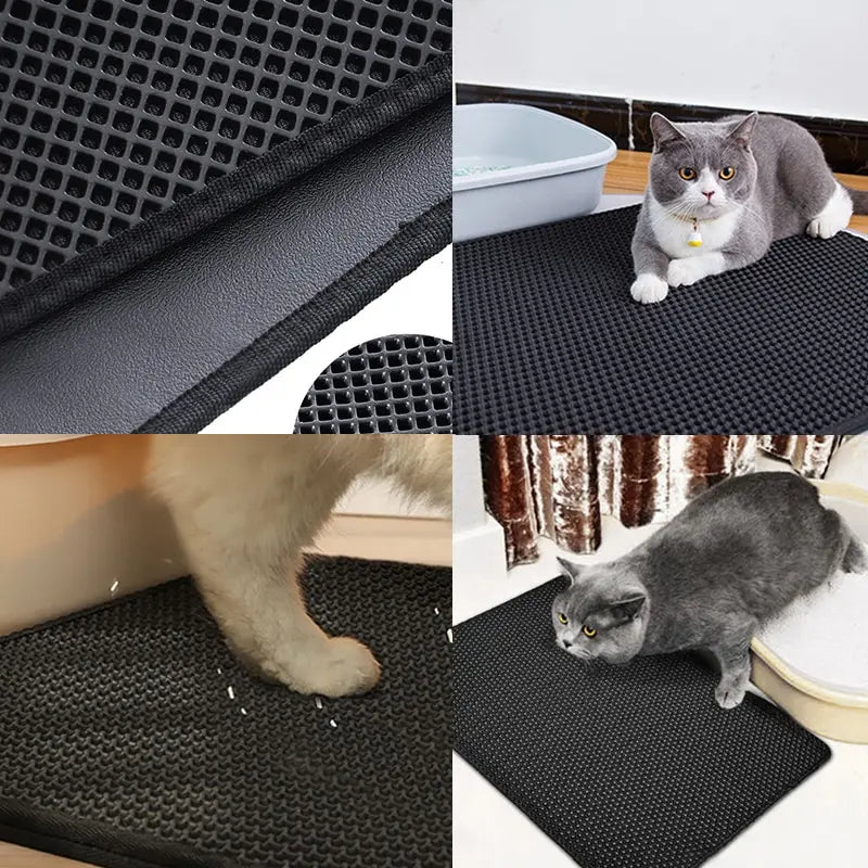 Rutschfeste und Waschbare Katzenstreu-Matte - Wasserdichte Doppelschicht-Matte für Haustiere, Hochwertige Katzenpflege